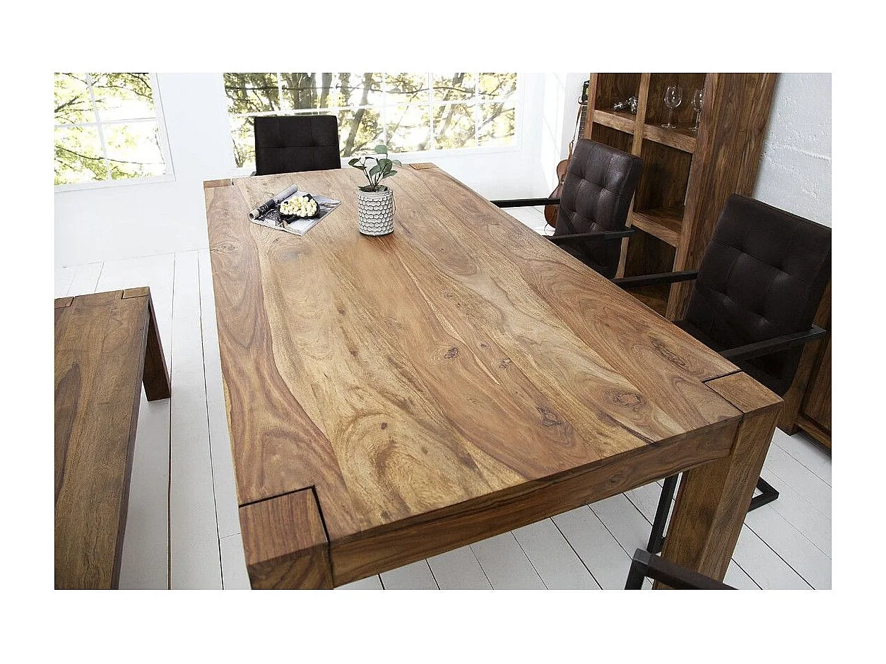 Table de salle à manger ORBO 160 cm – Table en bois massif de Sheesham verni