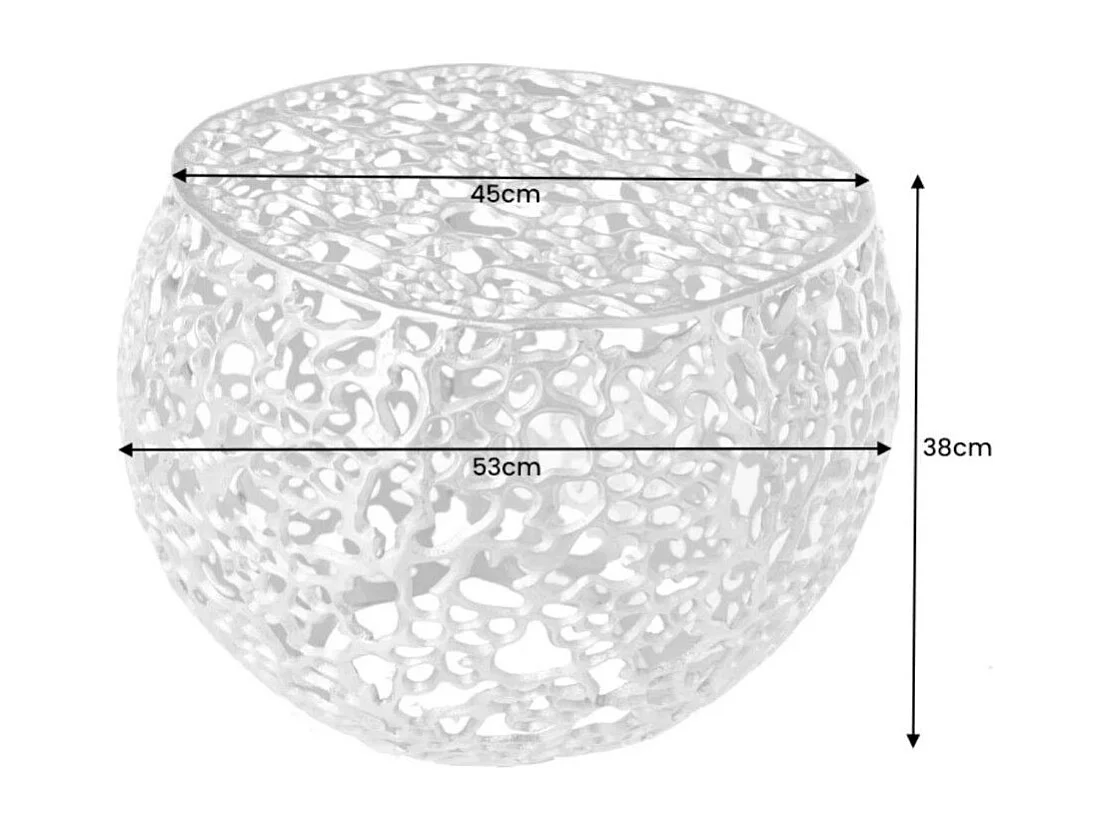 Lage tafel METRIX goudkleurig 53 cm met organisch geometrisch patroon – Design salontafel van aluminium