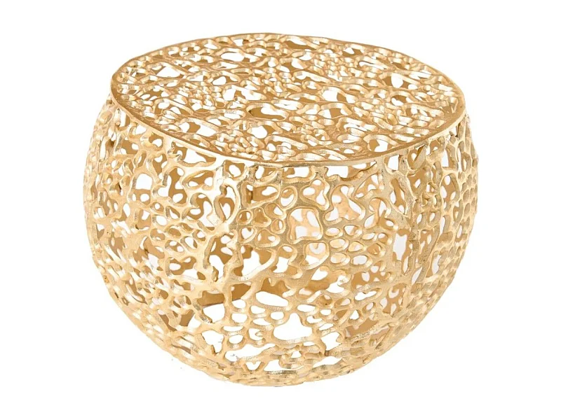 Lage tafel METRIX goudkleurig 53 cm met organisch geometrisch patroon – Design salontafel van aluminium