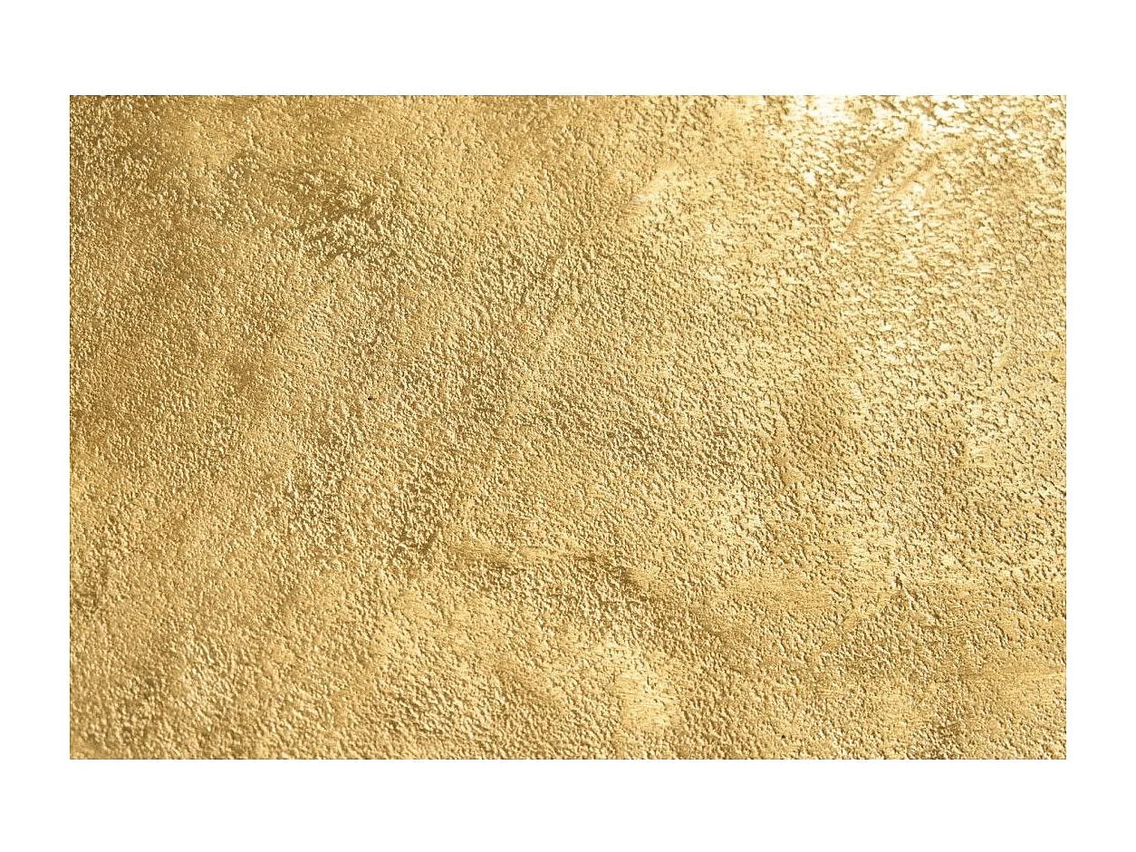 Ronde salontafel METRIX 73 cm goud met geometrisch patroon - Design salontafel van aluminium met houtlook bovenblad