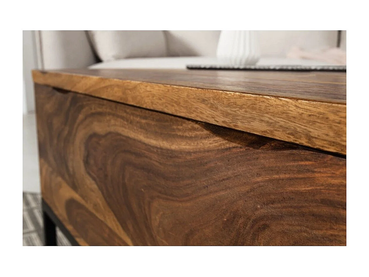 ORBO Couchtisch aus Massivholz 110 cm – mit Hubplatte und integrierten Stauräumen