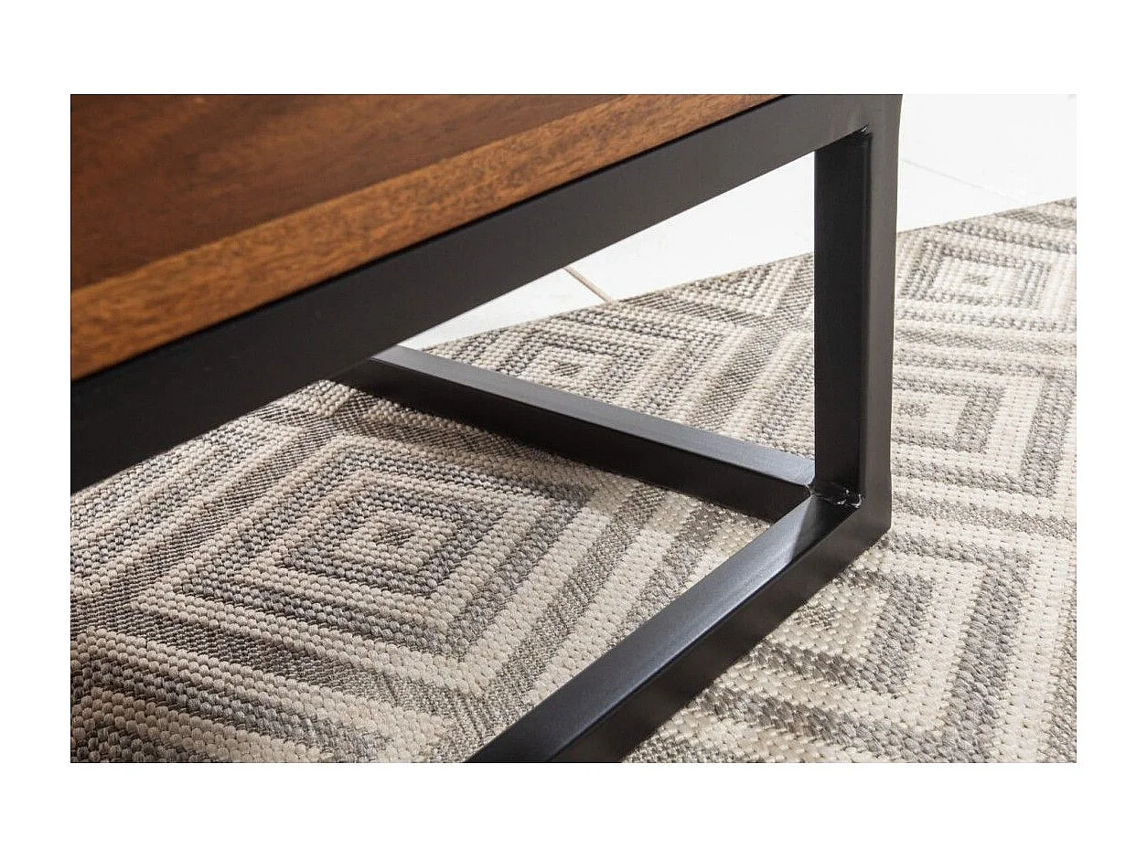 ORBO Couchtisch aus Massivholz 110 cm – mit Hubplatte und integrierten Stauräumen