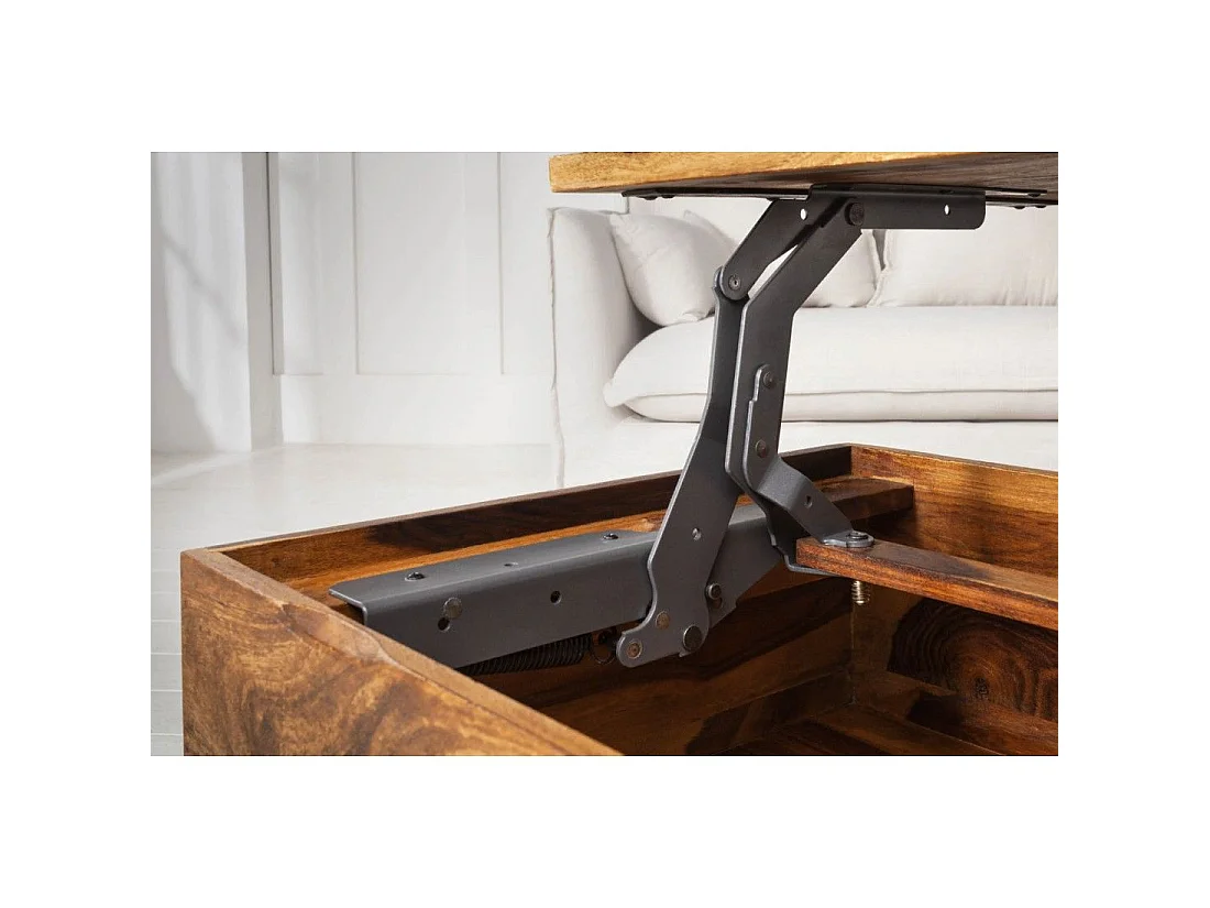 Salontafel ORBO van massief hout 110 cm - Verstelbaar blad en ingebouwde opbergruimte