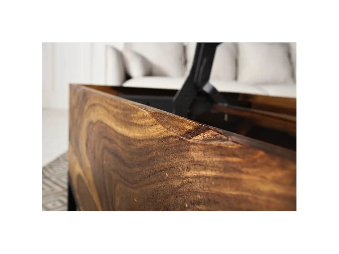 Salontafel ORBO van massief hout 110 cm - Verstelbaar blad en ingebouwde opbergruimte