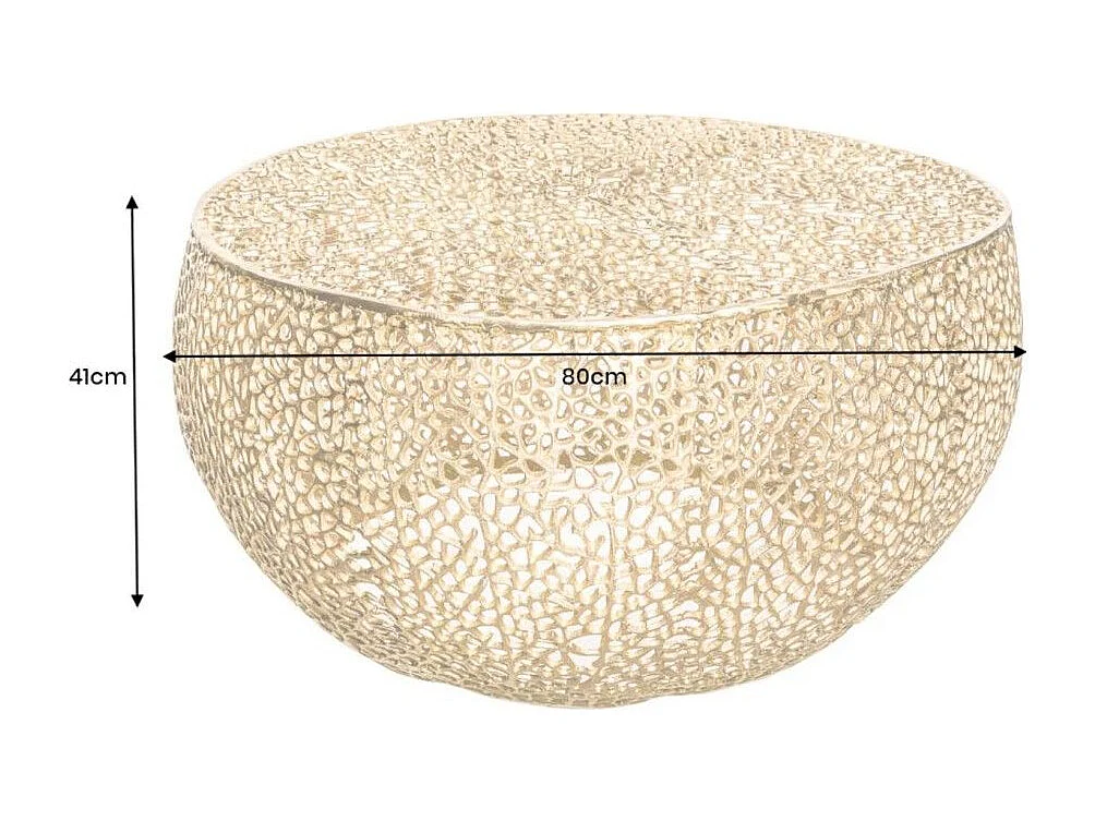 Ronde gouden METRIX salontafel 80 cm – Design salontafel in opengewerkt aluminium