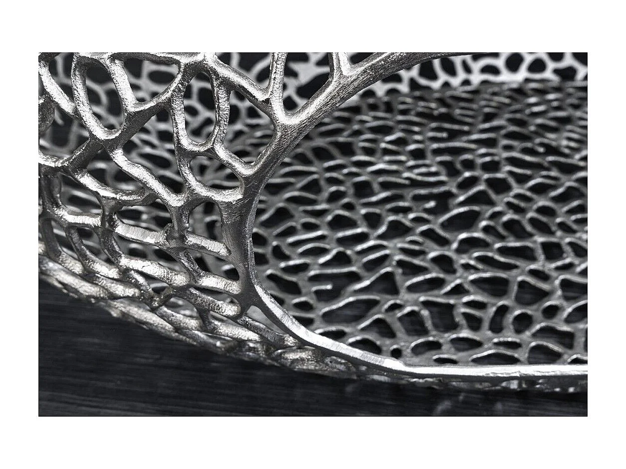 Ovale salontafel METRIX 119 cm in zilver met ingebouwde nis - Design salontafel van aluminium