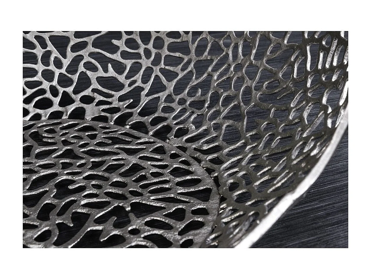 Ovale salontafel METRIX 119 cm in zilver met ingebouwde nis - Design salontafel van aluminium