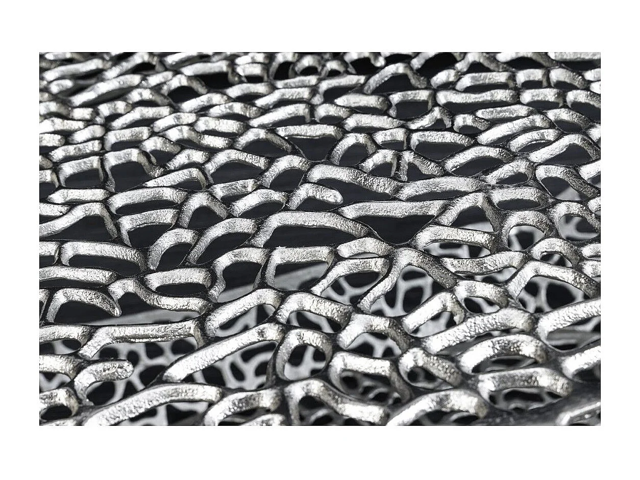 Ovale salontafel METRIX 119 cm in zilver met ingebouwde nis - Design salontafel van aluminium