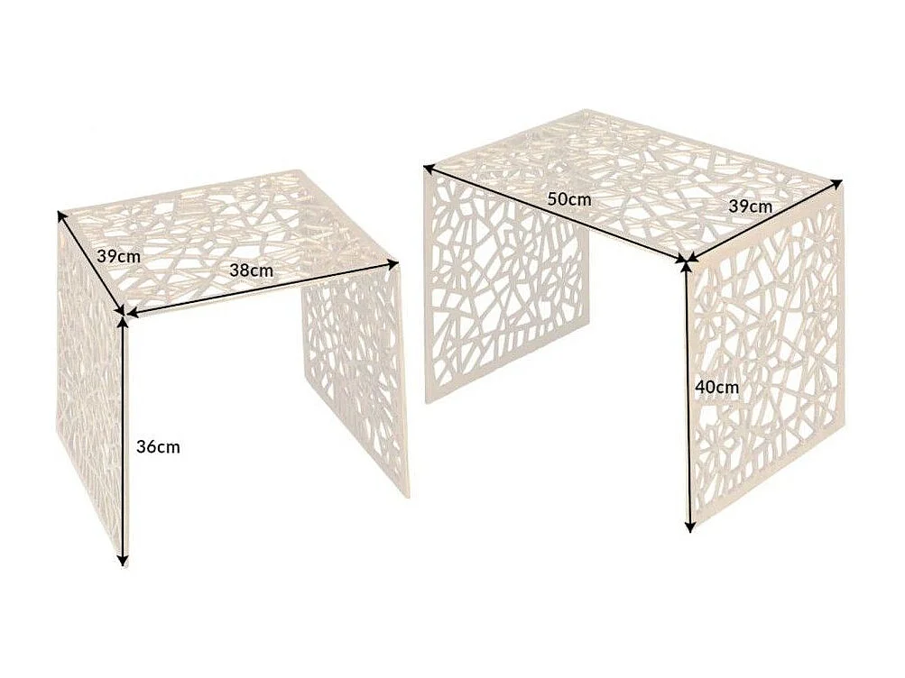 Nested lage tafels METRIX goudkleurig - Design salontafels van aluminium met geometrische patronen