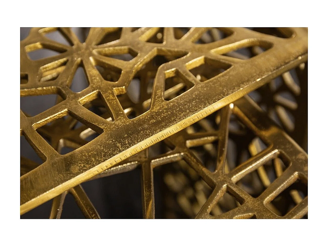 Nested lage tafels METRIX goudkleurig - Design salontafels van aluminium met geometrische patronen