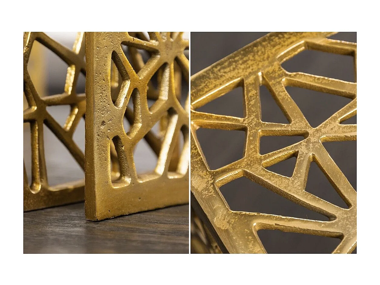 Nested lage tafels METRIX goudkleurig - Design salontafels van aluminium met geometrische patronen