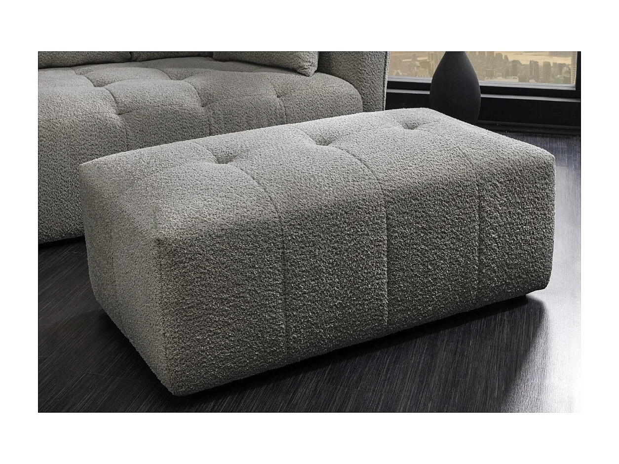 Pouf IMPERIA grijs – Klassieke poef in bouclé stof