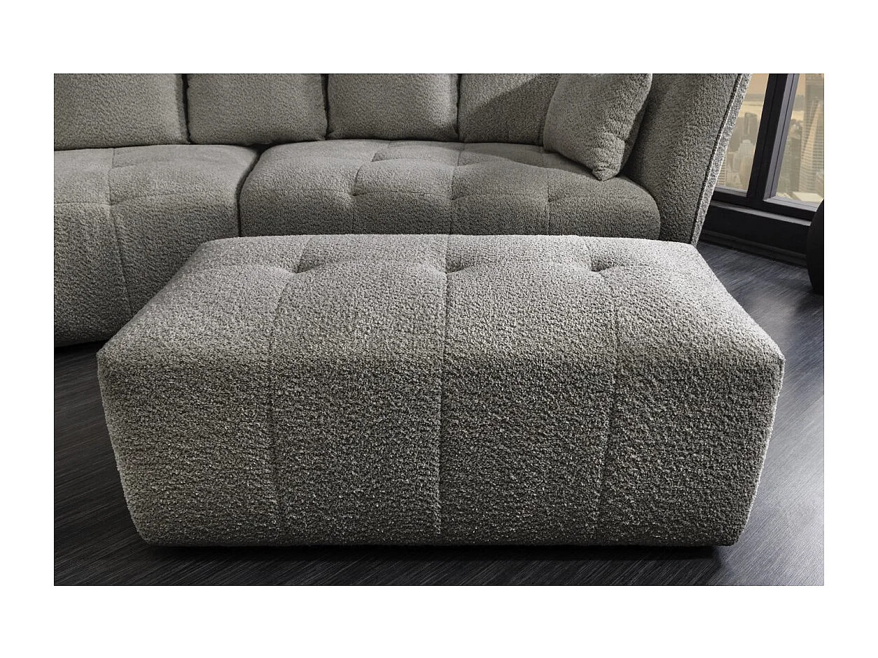 Pouf IMPERIA grijs – Klassieke poef in bouclé stof