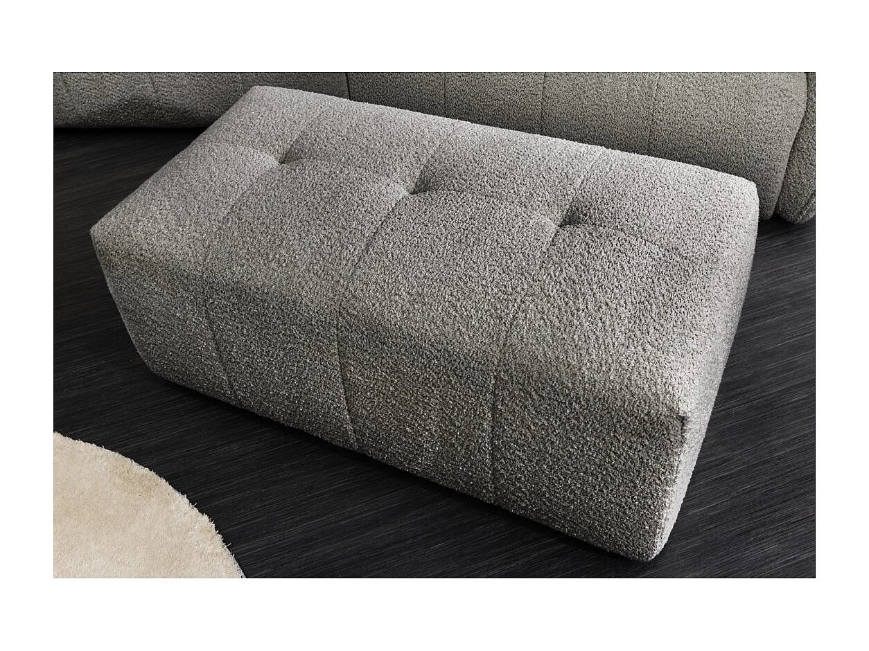 Pouf IMPERIA grijs – Klassieke poef in bouclé stof