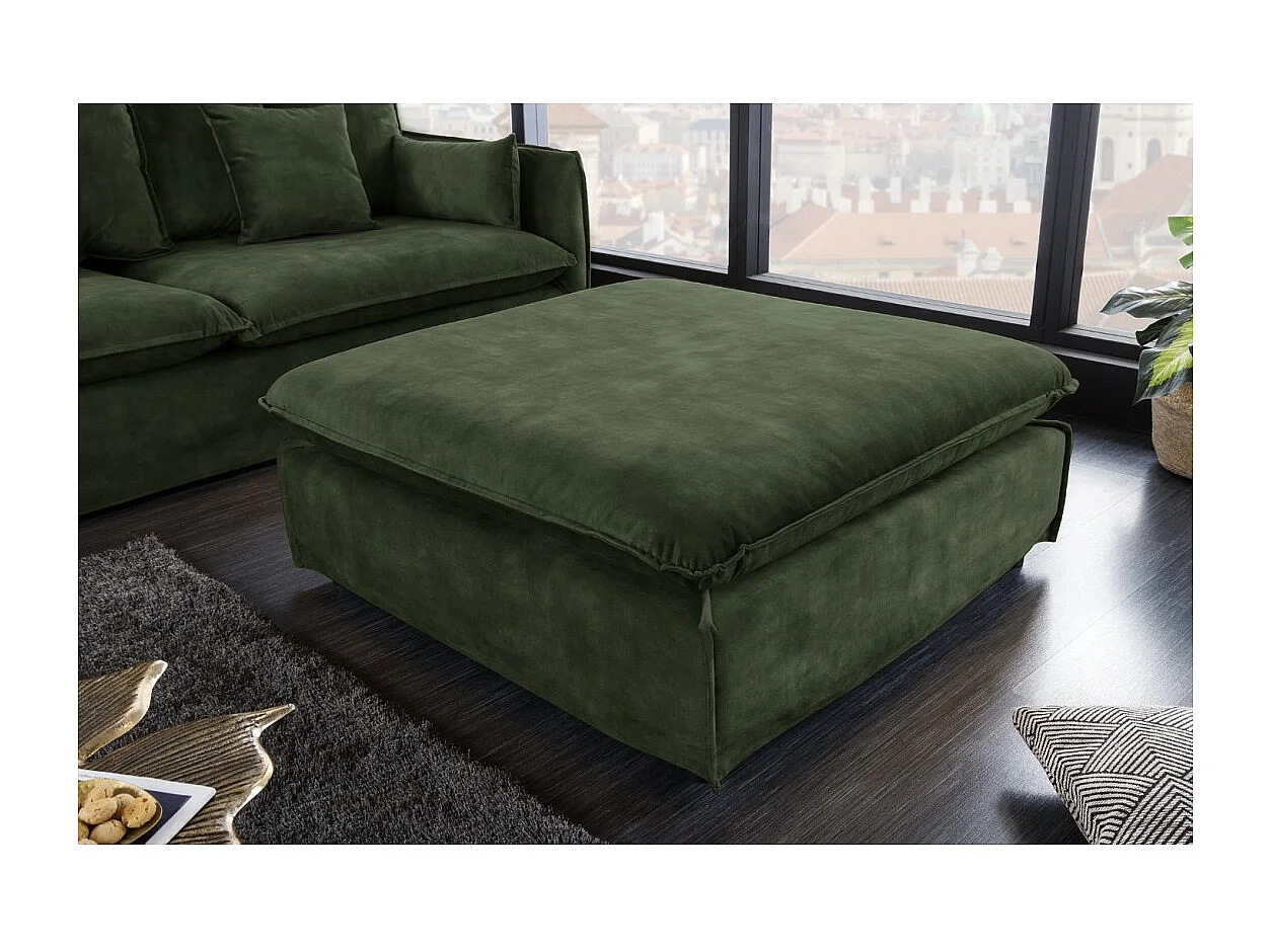 Pouf KALIA – Verde scuro – Velluto – Stile contemporaneo