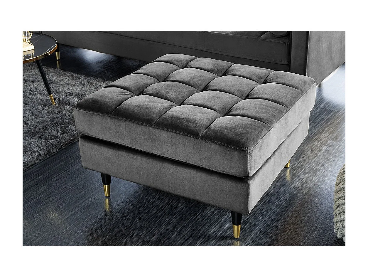 Pouf KOLIRI grigio – design quadrato in velluto
