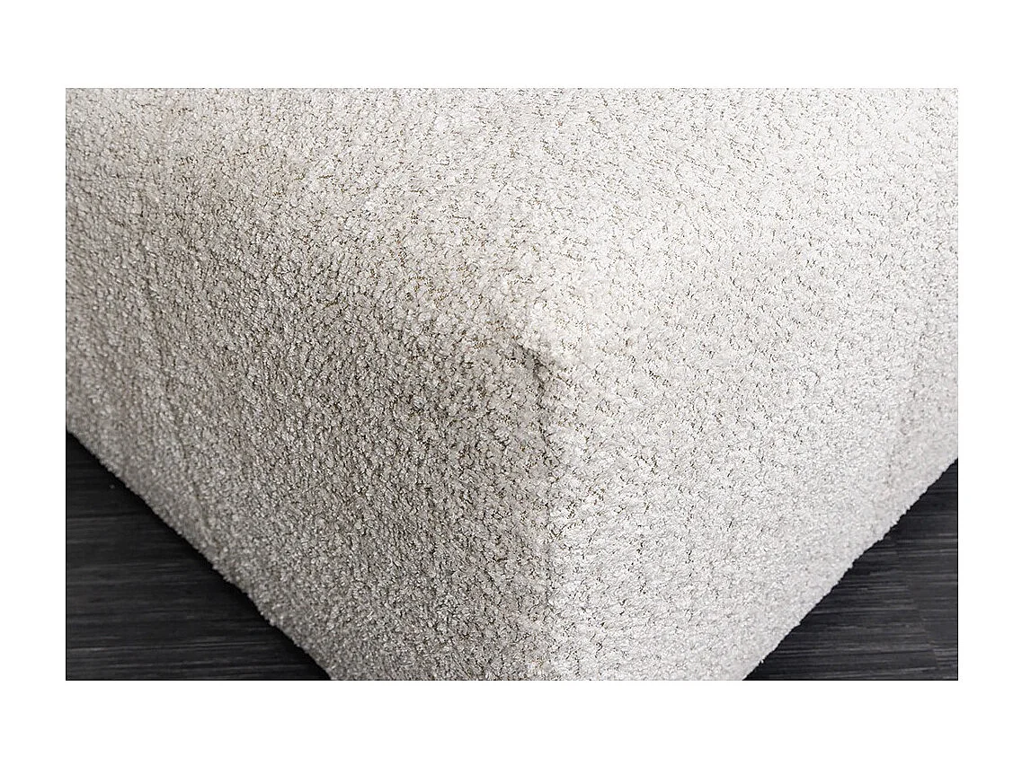 Pouf IMPERIA wit champagne - Klassieke poef in bouclé stof