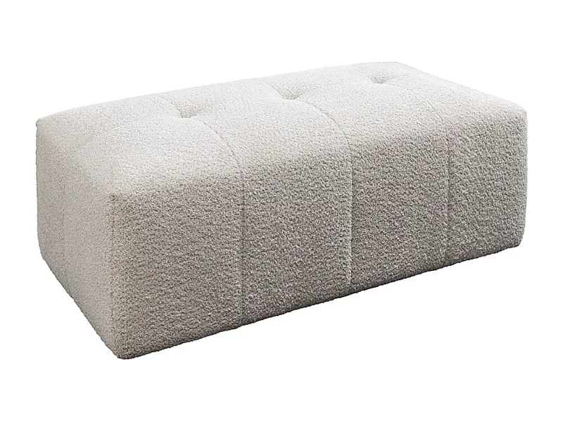 Pouf IMPERIA wit champagne - Klassieke poef in bouclé stof