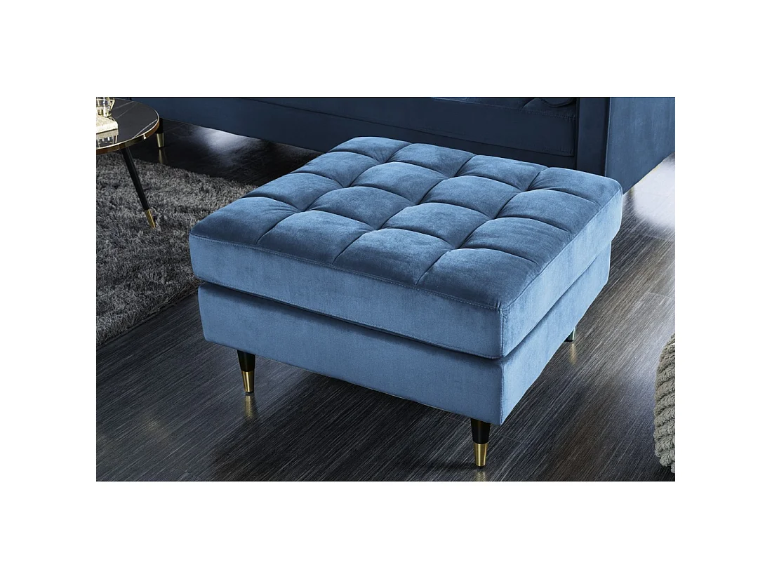 Pouf KOLIRI türkisblau – quadratisches Design aus Samt