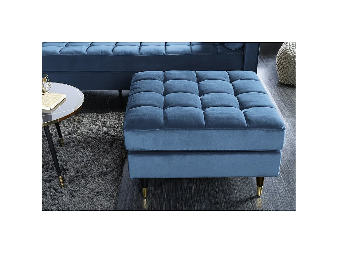Pouf KOLIRI türkisblau – quadratisches Design aus Samt