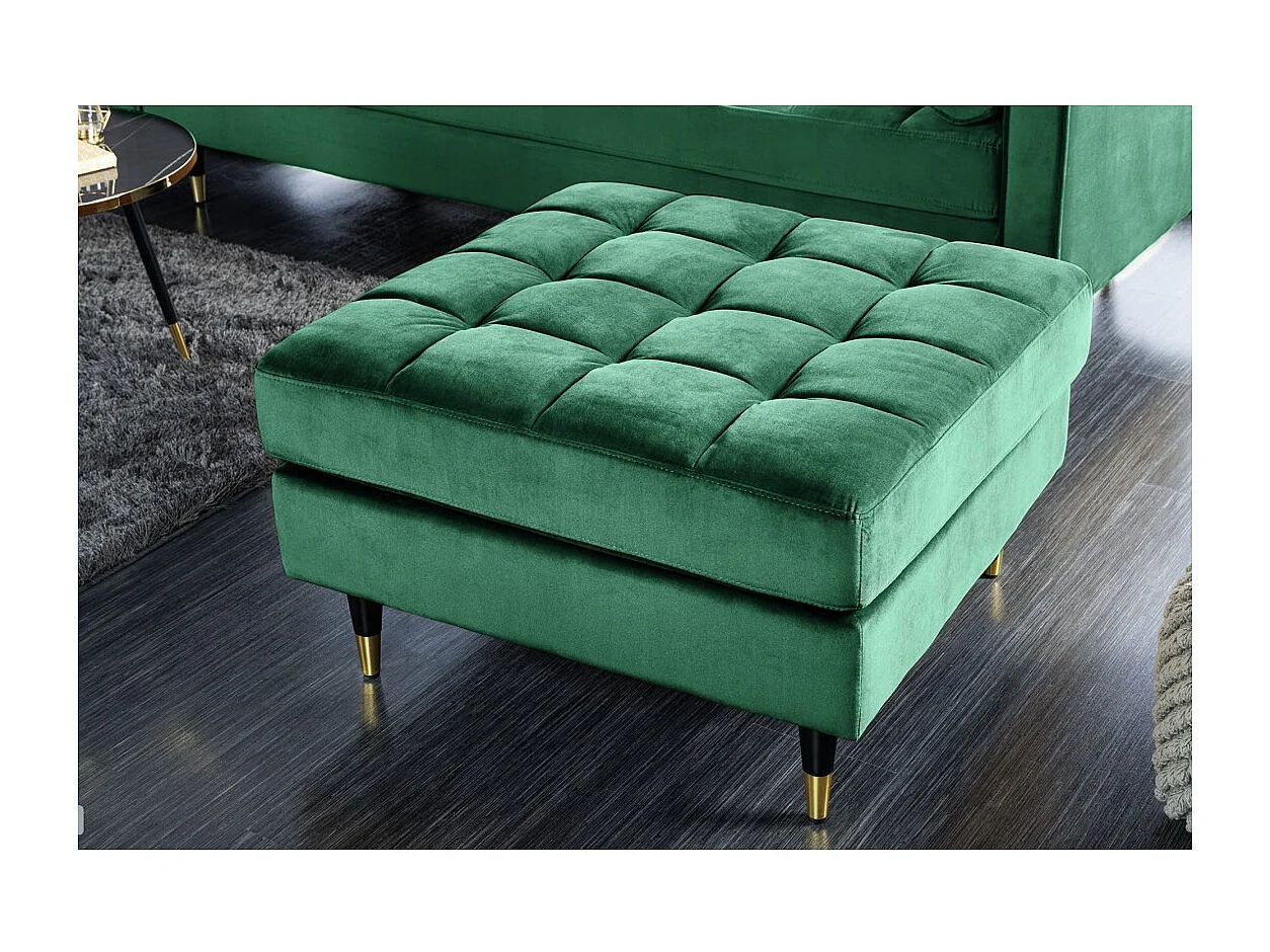 Pouf KOLIRI verde smeraldo – design quadrato in velluto