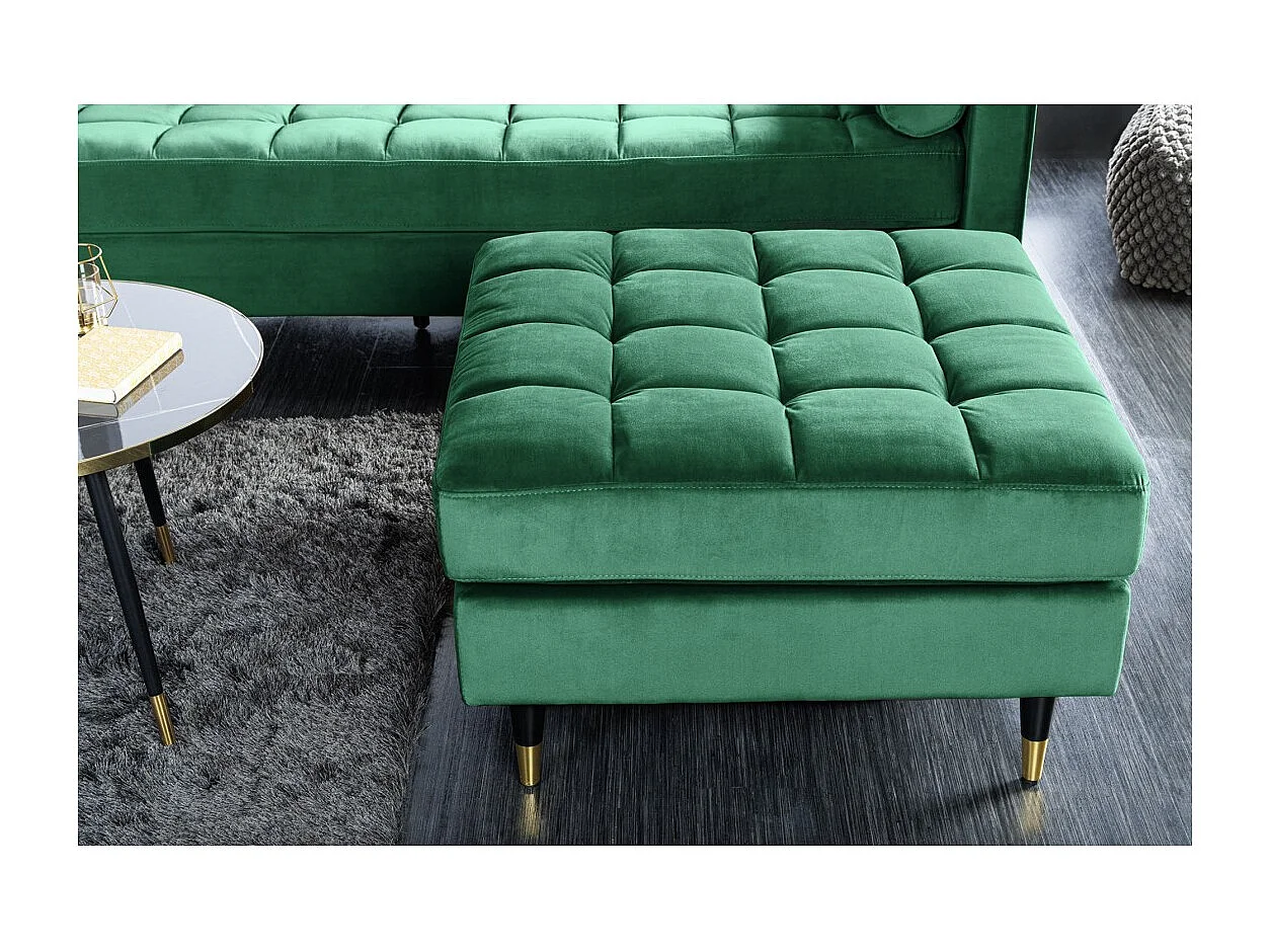 Pouf KOLIRI verde smeraldo – design quadrato in velluto