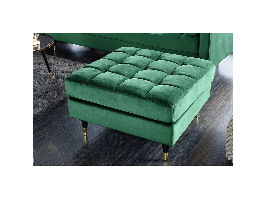 Pouf KOLIRI smaragdgrün – quadratisches Design in Samt