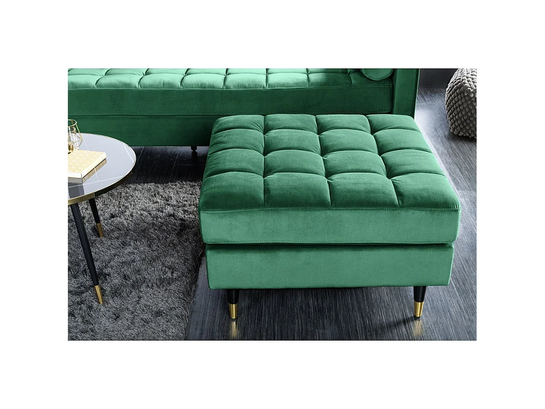 Pouf KOLIRI smaragdgrün – quadratisches Design in Samt