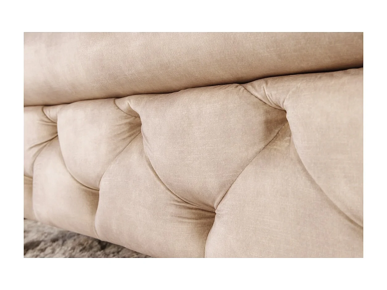 Pouf VELENA champagne – Barokke poef in fluweel met zwarte metalen poten