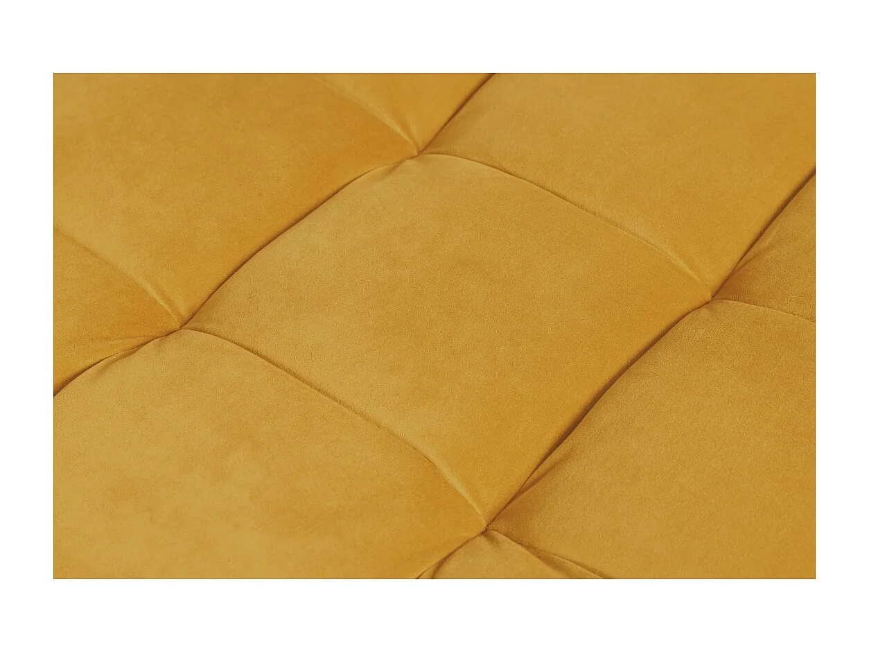 Pouf KOLIRI jaune moutarde – design en velours et bois d'hévéa