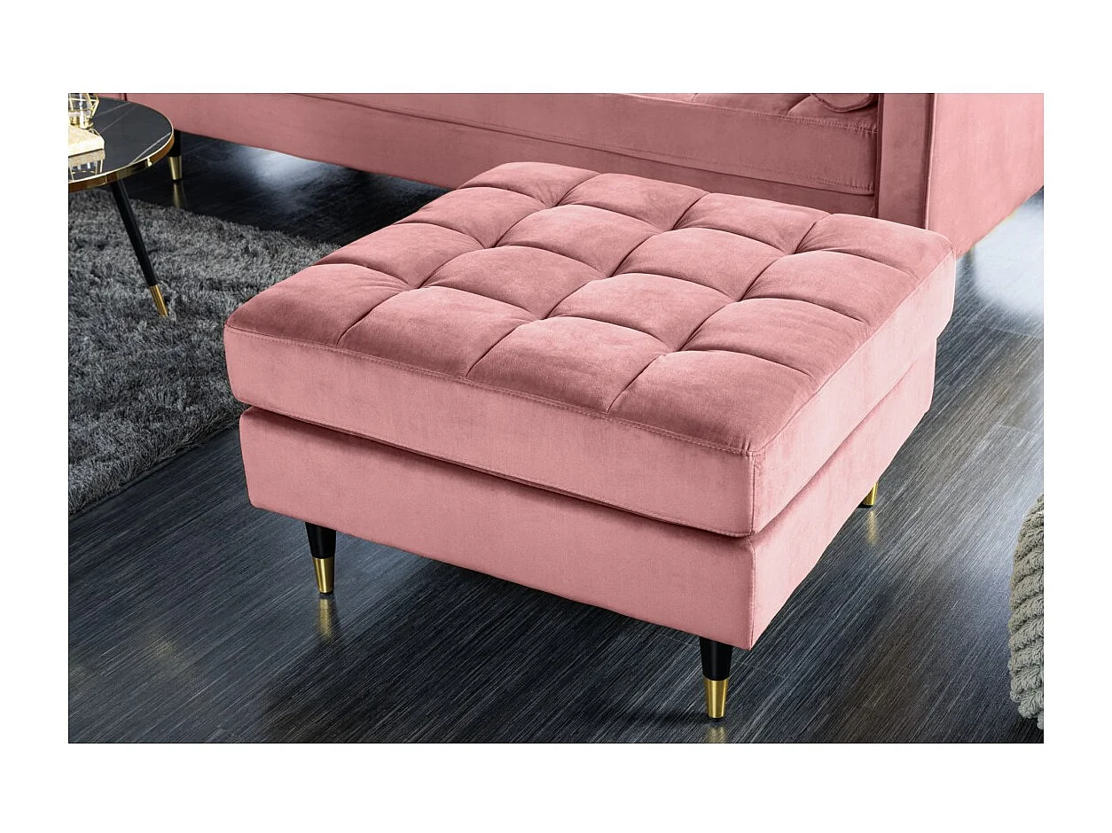 Pouf KOLIRI rosa cipria – design quadrato in velluto