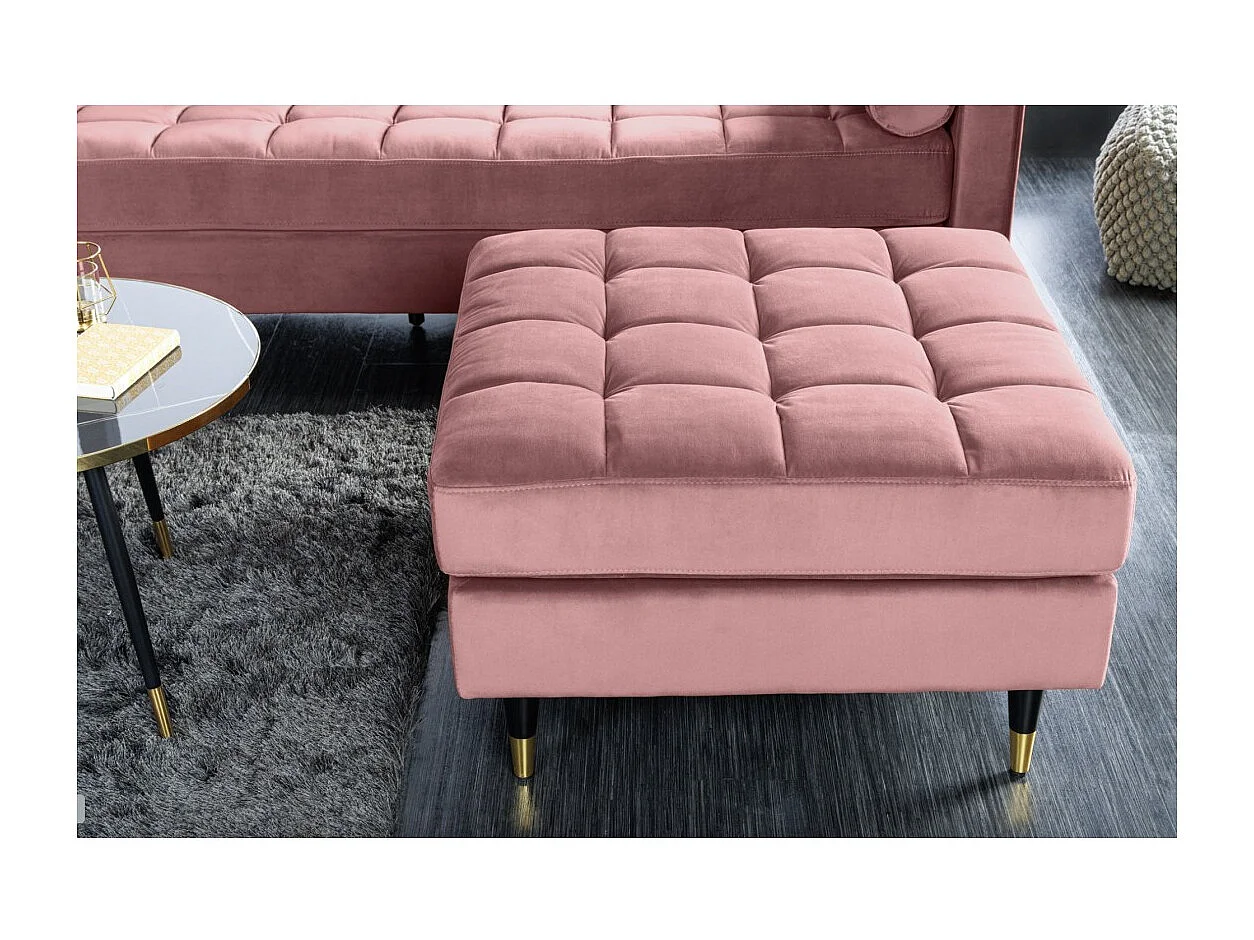 Pouf KOLIRI rosa cipria – design quadrato in velluto