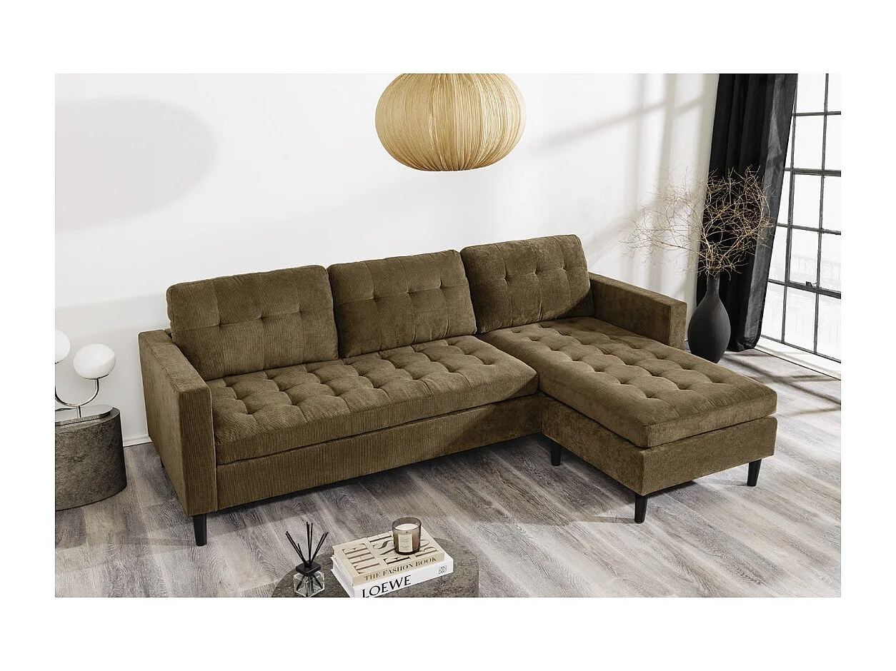 Ecksofa CITY braun reversibel – Zeitgenössisches Sofa aus Cordstoff