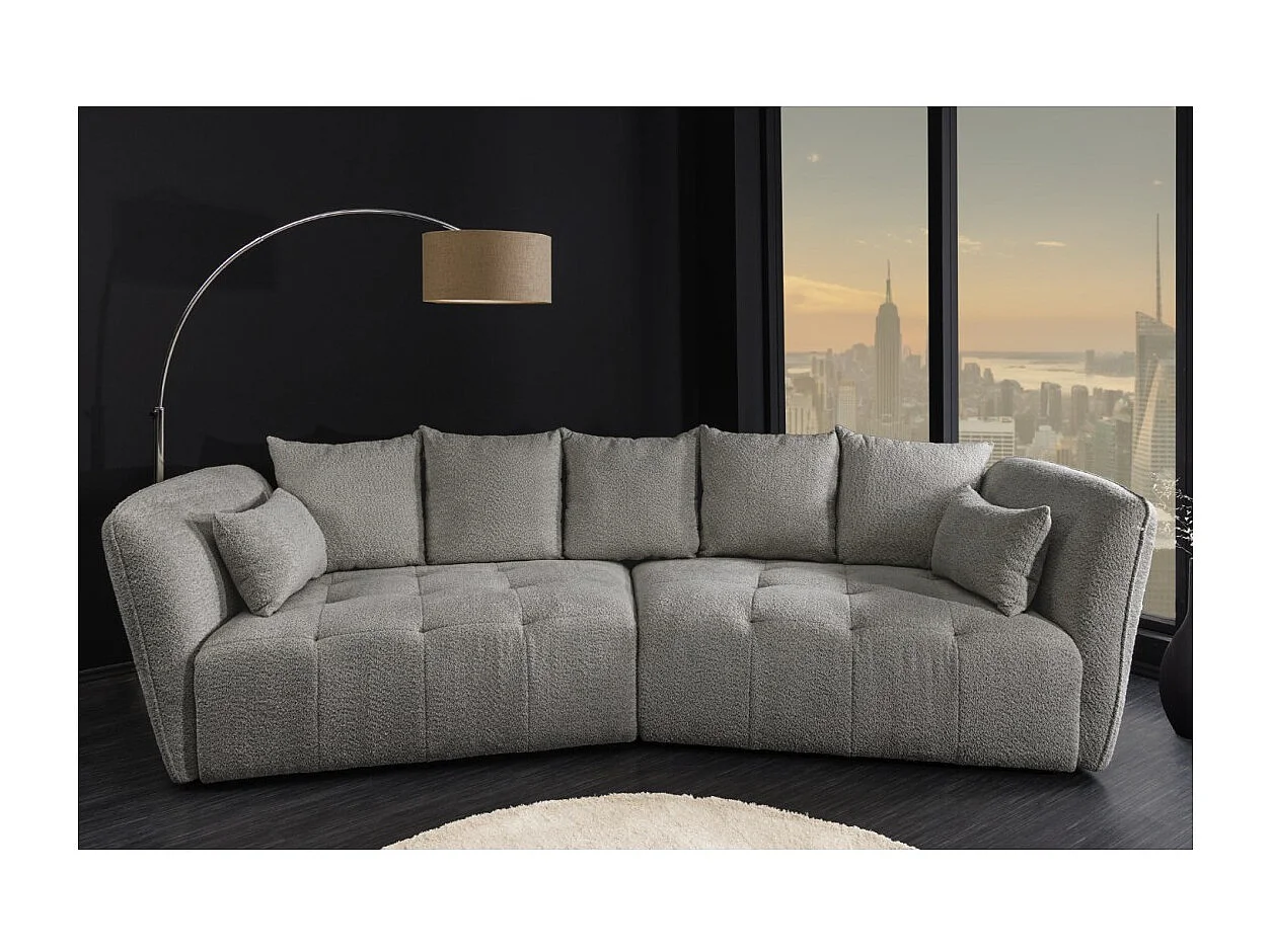 Rechte bank IMPERIA grijs - Afneembare stoffen bouclé bank