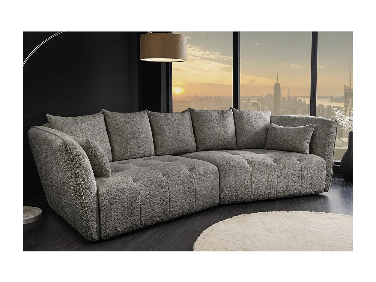 Rechte bank IMPERIA grijs - Afneembare stoffen bouclé bank