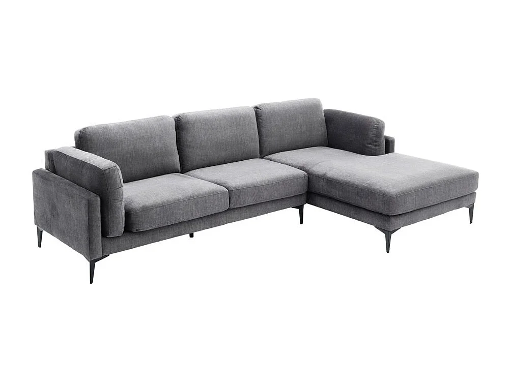 Canapé d'angle URBANE gris foncé – Canapé contemporain en velours avec structure en métal