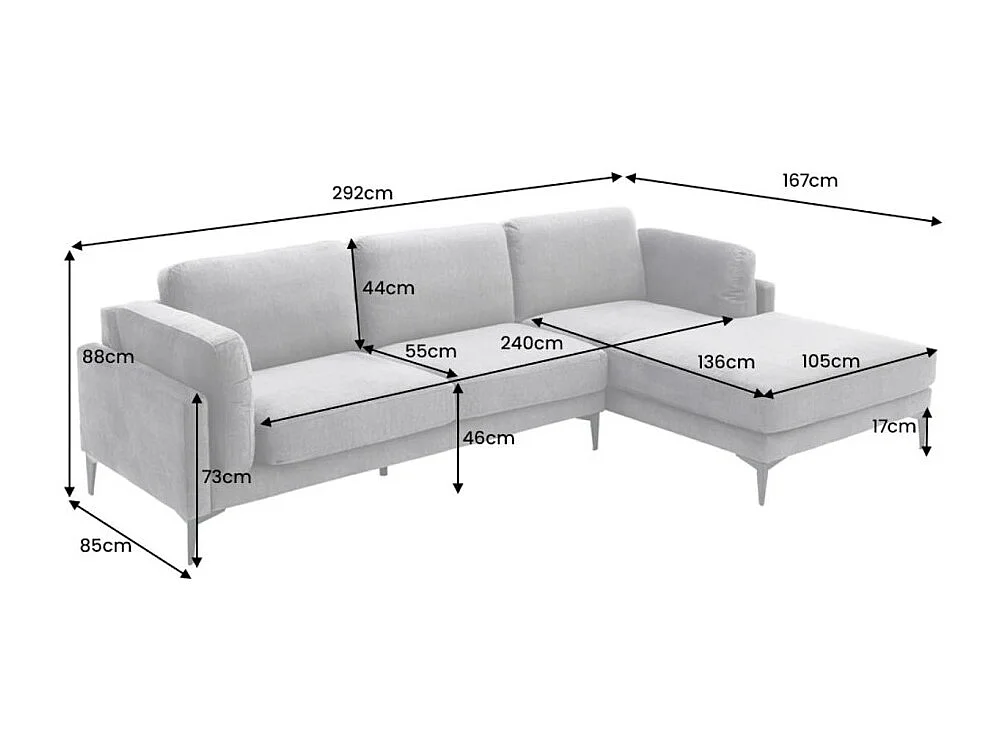 Canapé d'angle URBANE gris foncé – Canapé contemporain en velours avec structure en métal