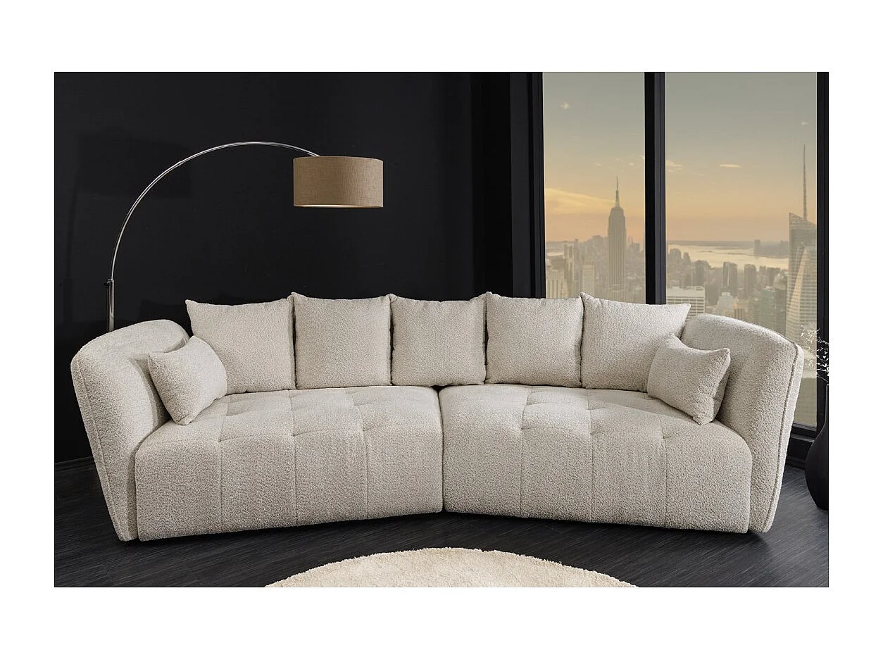 Rechte bank IMPERIA wit champagne - Bank met afneembare bouclé stoffen hoes