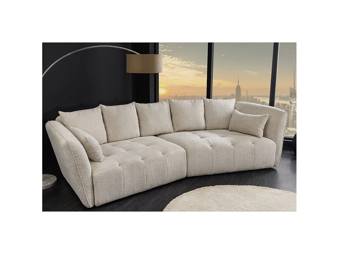 Sofa recht IMPERIA wit champagne - Sofa in lusvormige stoffen hoes