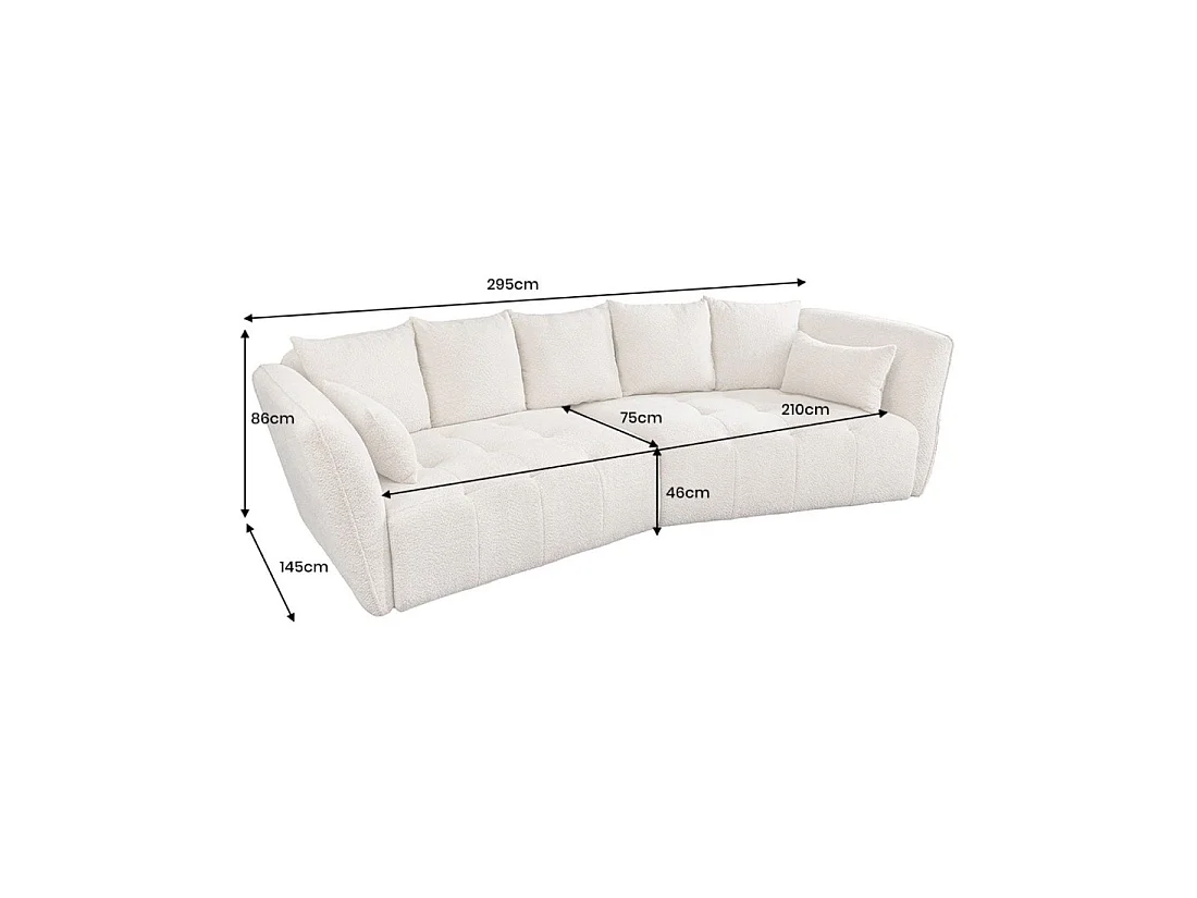 Sofa recht IMPERIA wit champagne - Sofa in lusvormige stoffen hoes