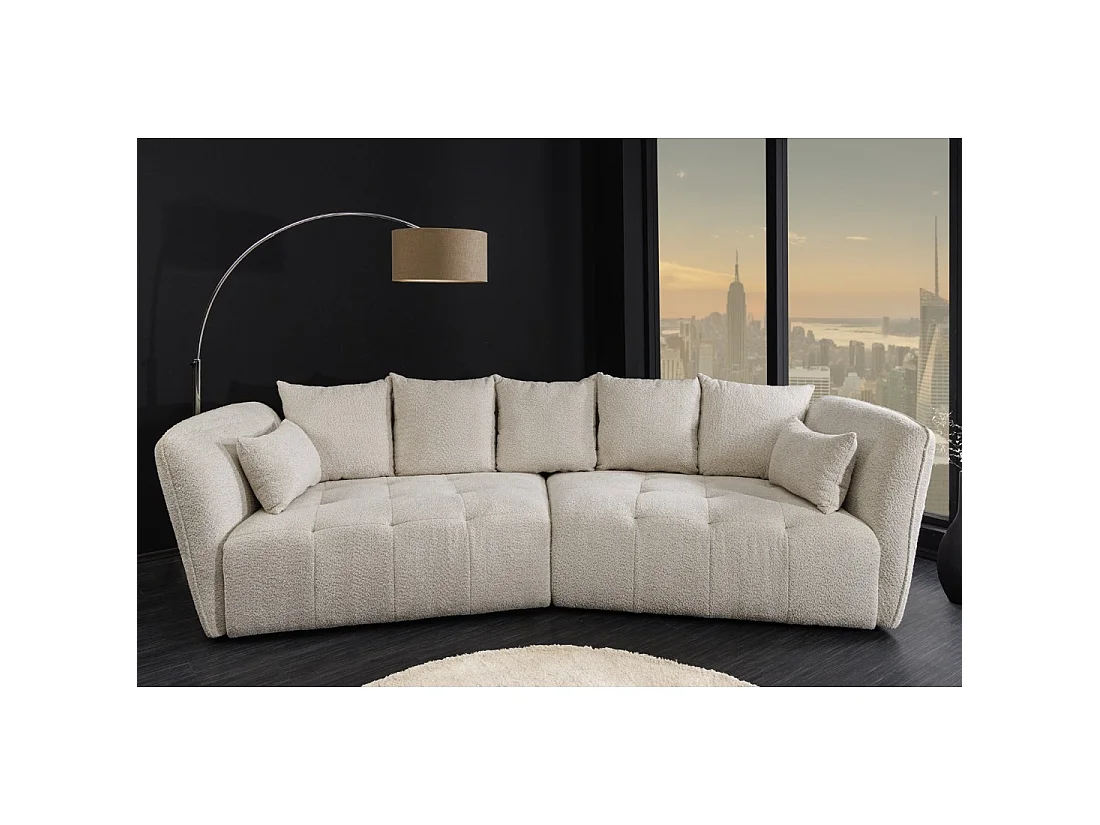 Sofa recht IMPERIA wit champagne - Sofa in lusvormige stoffen hoes