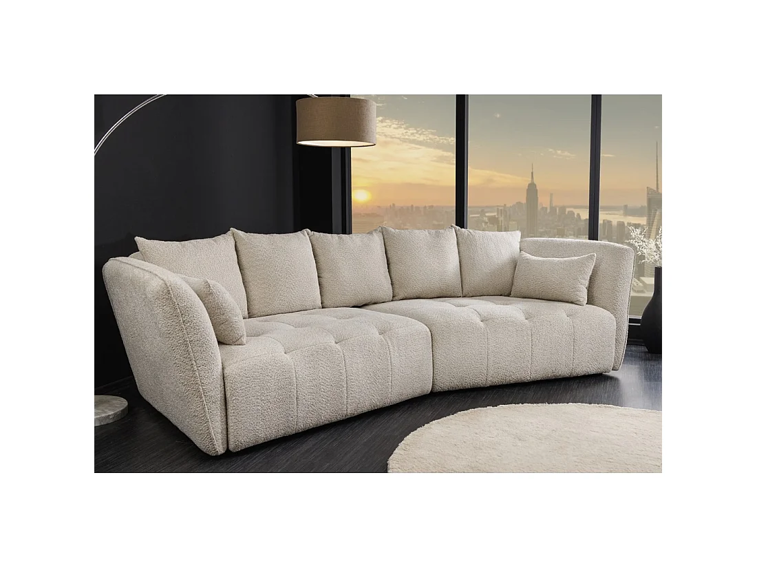 Sofa recht IMPERIA wit champagne - Sofa in lusvormige stoffen hoes