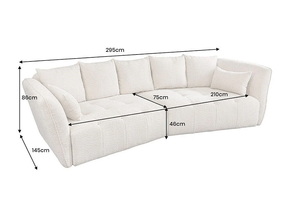 Sofa + poef IMPERIA grijs – Modulaire sofa in bouclé stof