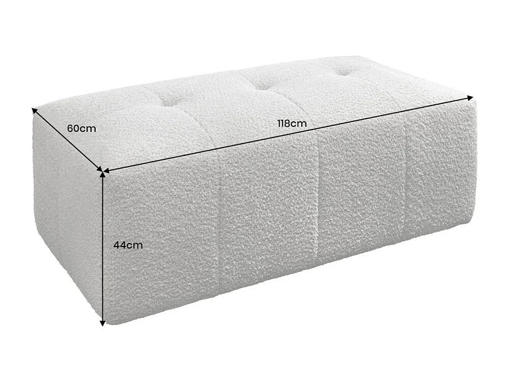 Sofa + poef IMPERIA grijs – Modulaire sofa in bouclé stof