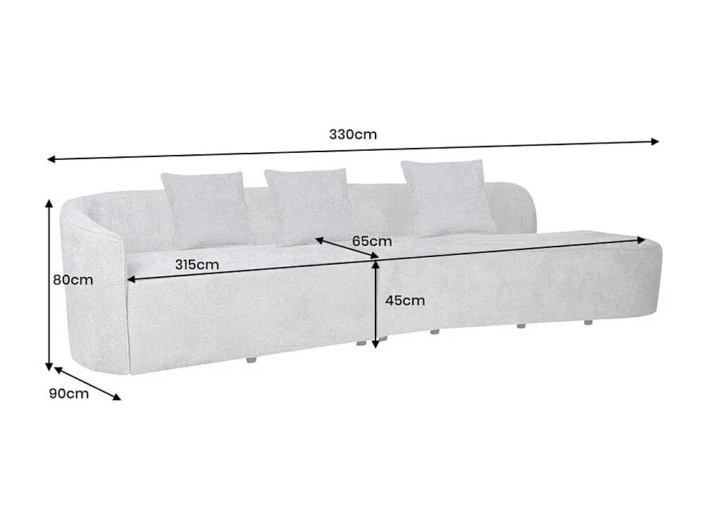 Rechte bank SOREN beige 5 zitplaatsen - Design bank in bouclé stof met afgeronde vorm