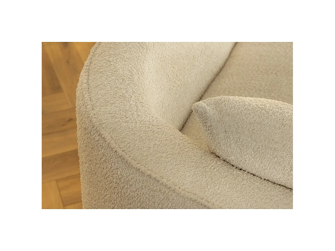 Sofá derecho SOREN beige 5 plazas – Sofá de diseño en tela rizada con forma redondeada