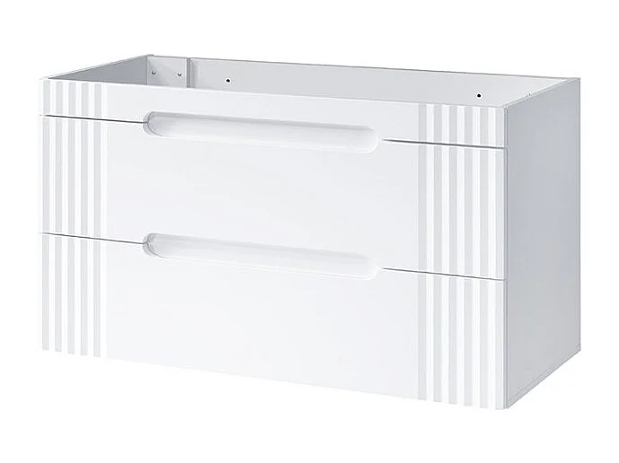 Meubel onder wastafel FIDJI 120 cm - Alpenwit glanzend - 2 laden - Wand- of vloermontage