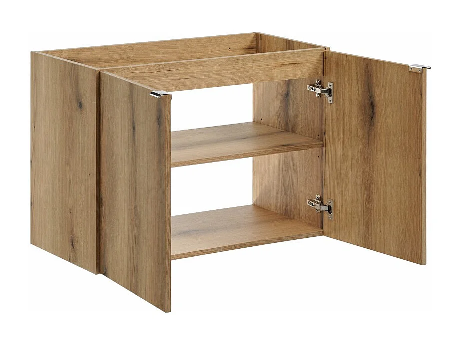 Meuble sous vasque VANO – 2 portes – Coloris chêne – L80 × P57 × H39 cm – À suspendre