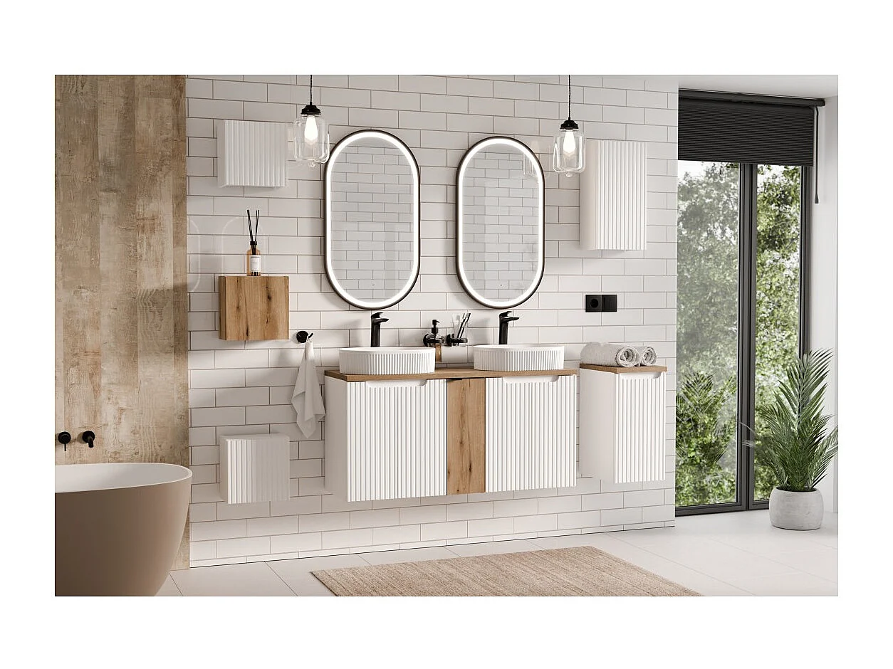 Meubel onder wastafel VANO - 2 deuren - Alpenwit - L50 × B39 × H57 cm - Om op te hangen