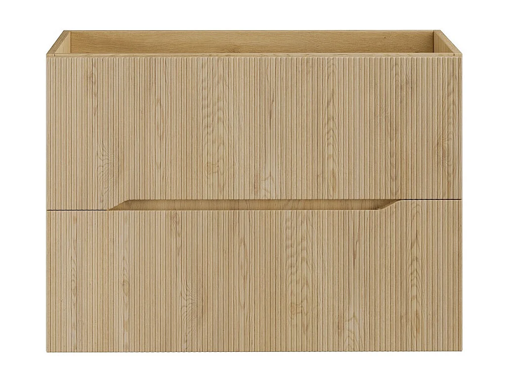 Mobile sottolavabo NATURA – 2 cassetti – Rovere chiaro – L80 × P45 × H57 cm – Da appendere